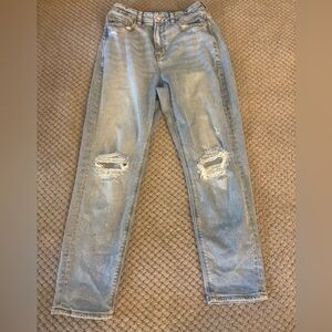 American Eagle Outfitters Curvy Mom Jeans with Classic Distressing